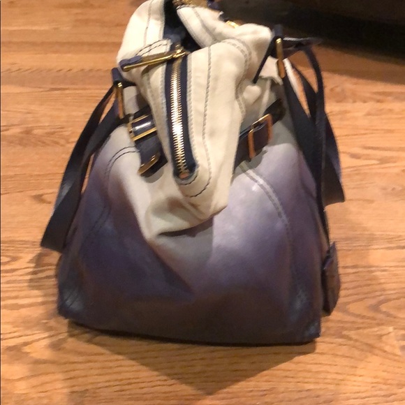 YSL suede navy and cream purse